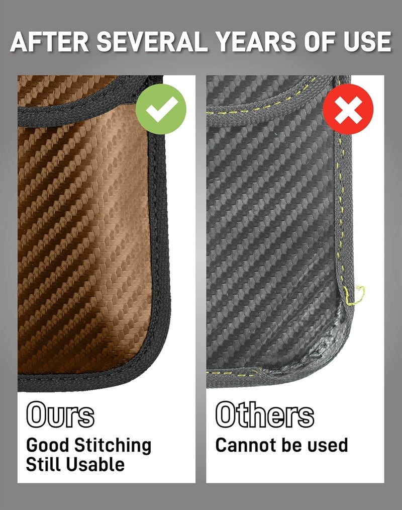 Vammcht Upgraded Faraday Bag for Key Fob (2 Pack), Premium Faraday Key Fob Protector– Car RFID Signal Blocking, Car Security Protection, Anti-Theft Pouch, Anti-Hacking Case Blocker Brown - Image 5